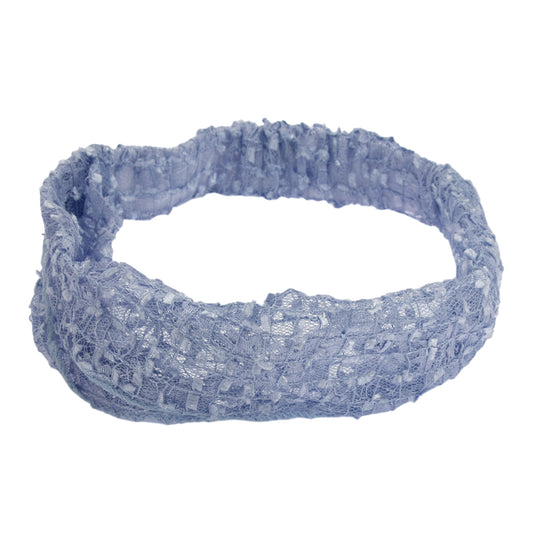 Diadema ancha de encaje para mujer, color azul cielo, 1 unidad