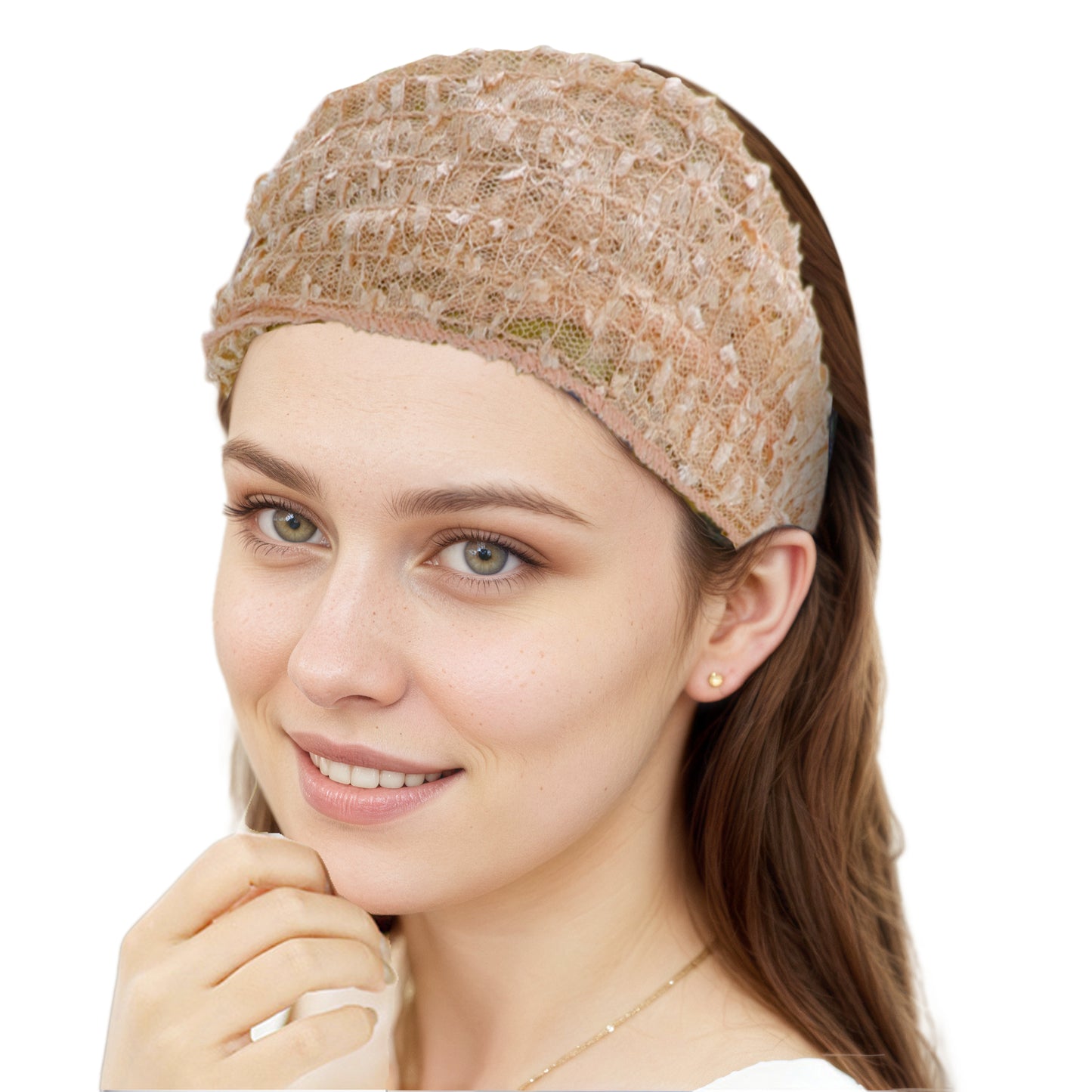 Diadema ancha de encaje para mujer, color amarillo, 1 unidad