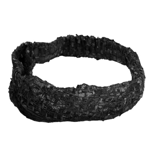 Diadema ancha de encaje para mujer, color negro, 1 unidad