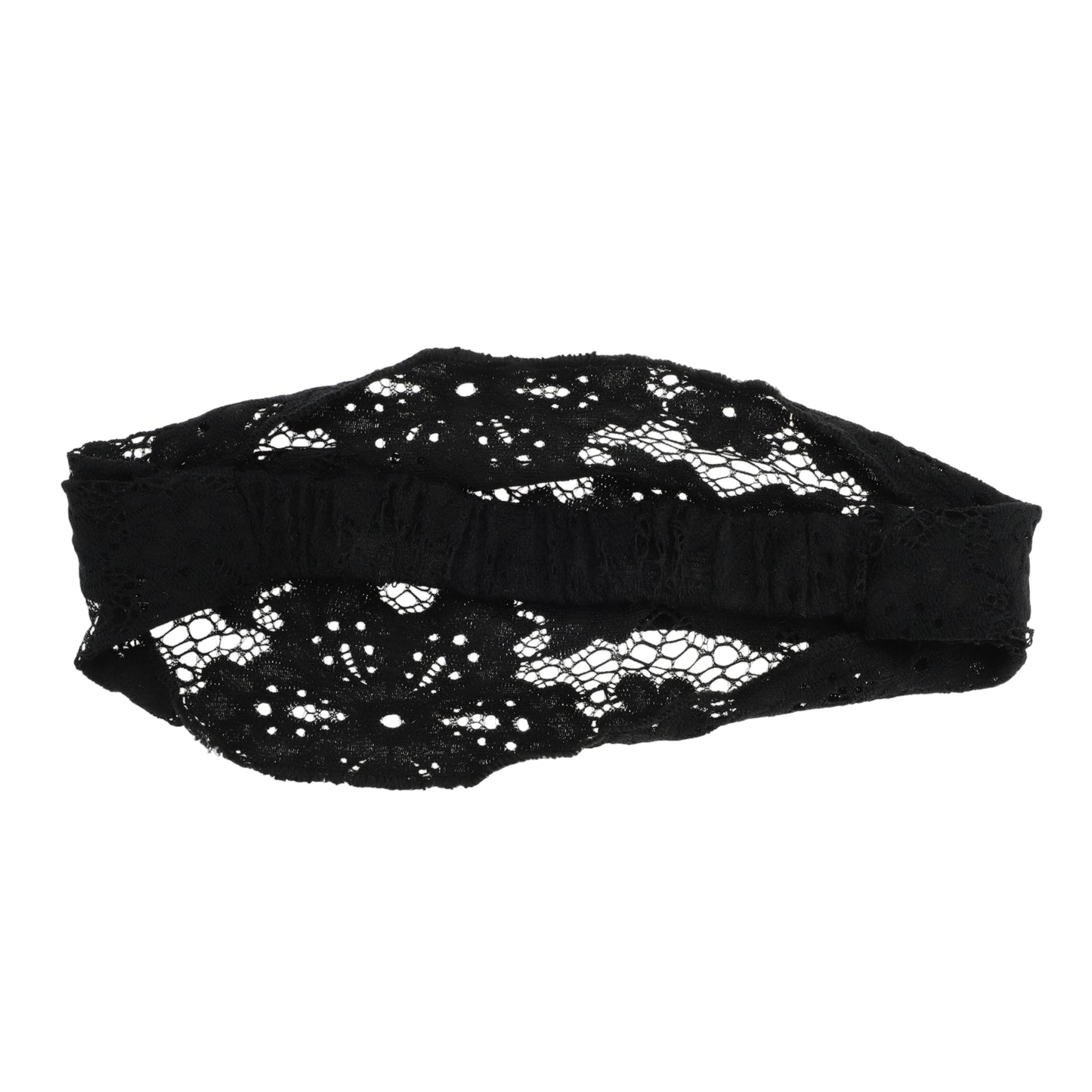 Diadema ancha de encaje fino con flores para mujer, color negro, 1 unidad