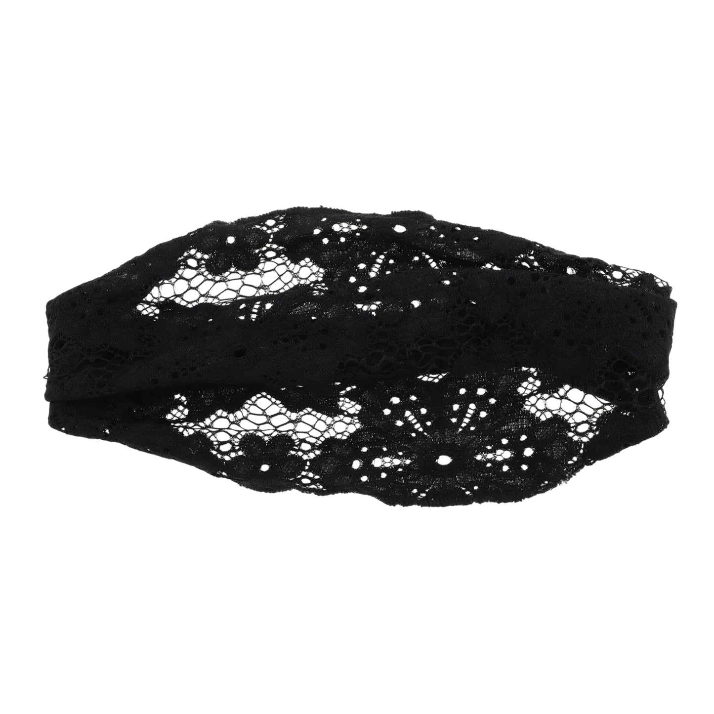 Diadema ancha de encaje fino con flores para mujer, color negro, 1 unidad