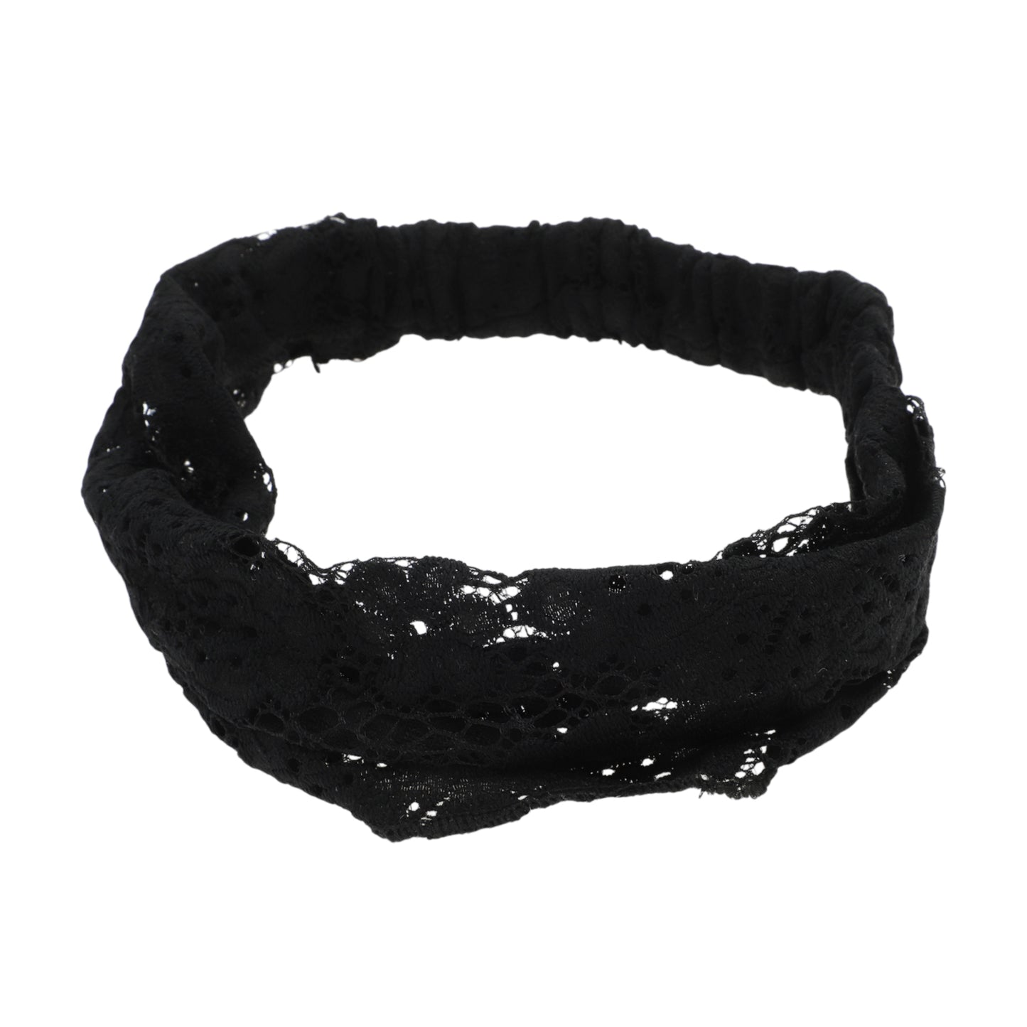 Diadema ancha de encaje fino con flores para mujer, color negro, 1 unidad