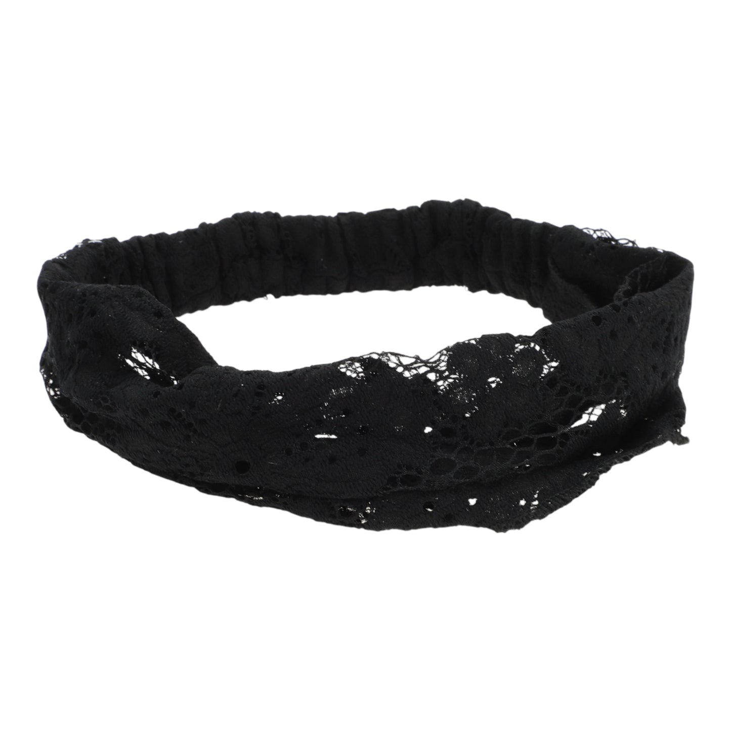 Diadema ancha de encaje fino con flores para mujer, color negro, 1 unidad