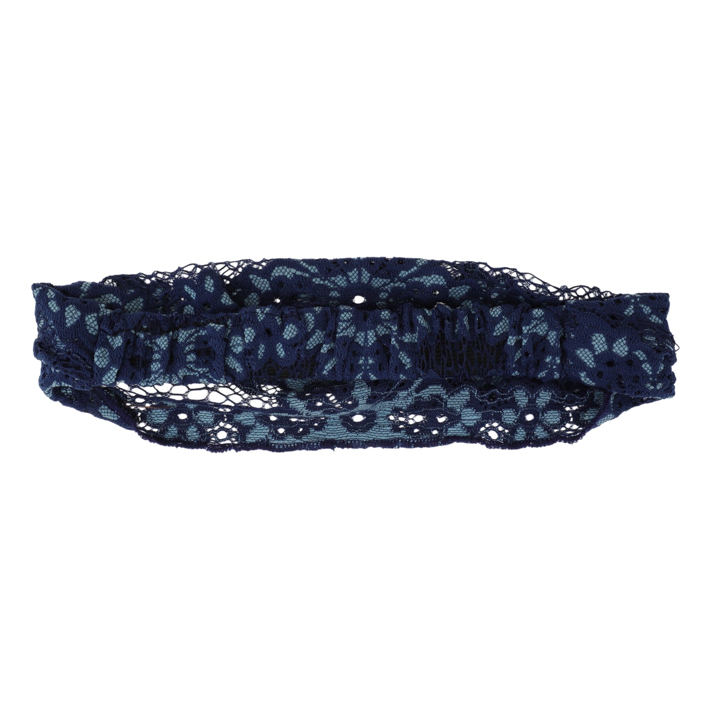 Diadema ancha de encaje fino con flores para mujer, azul marino, 1 pieza