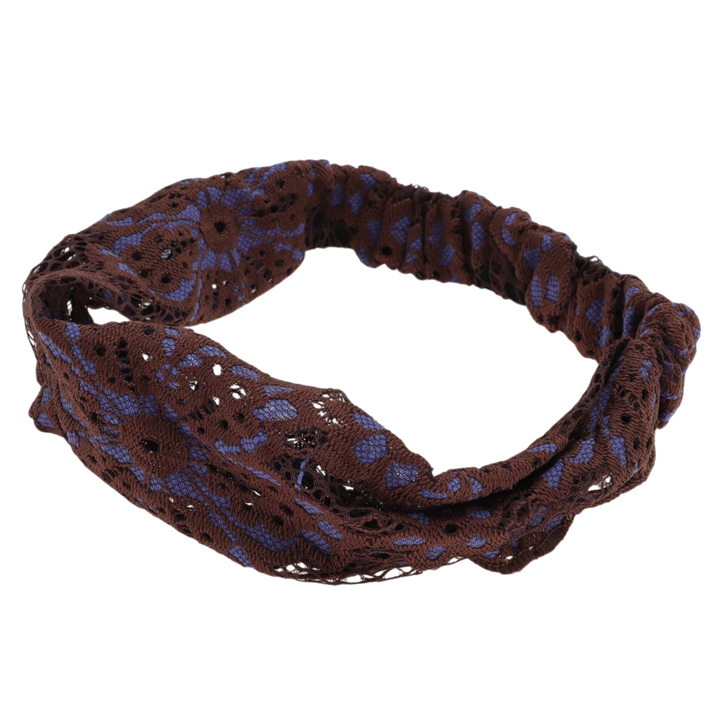 Diadema ancha de encaje fino con flores para mujer, color morado y café, 1 unidad