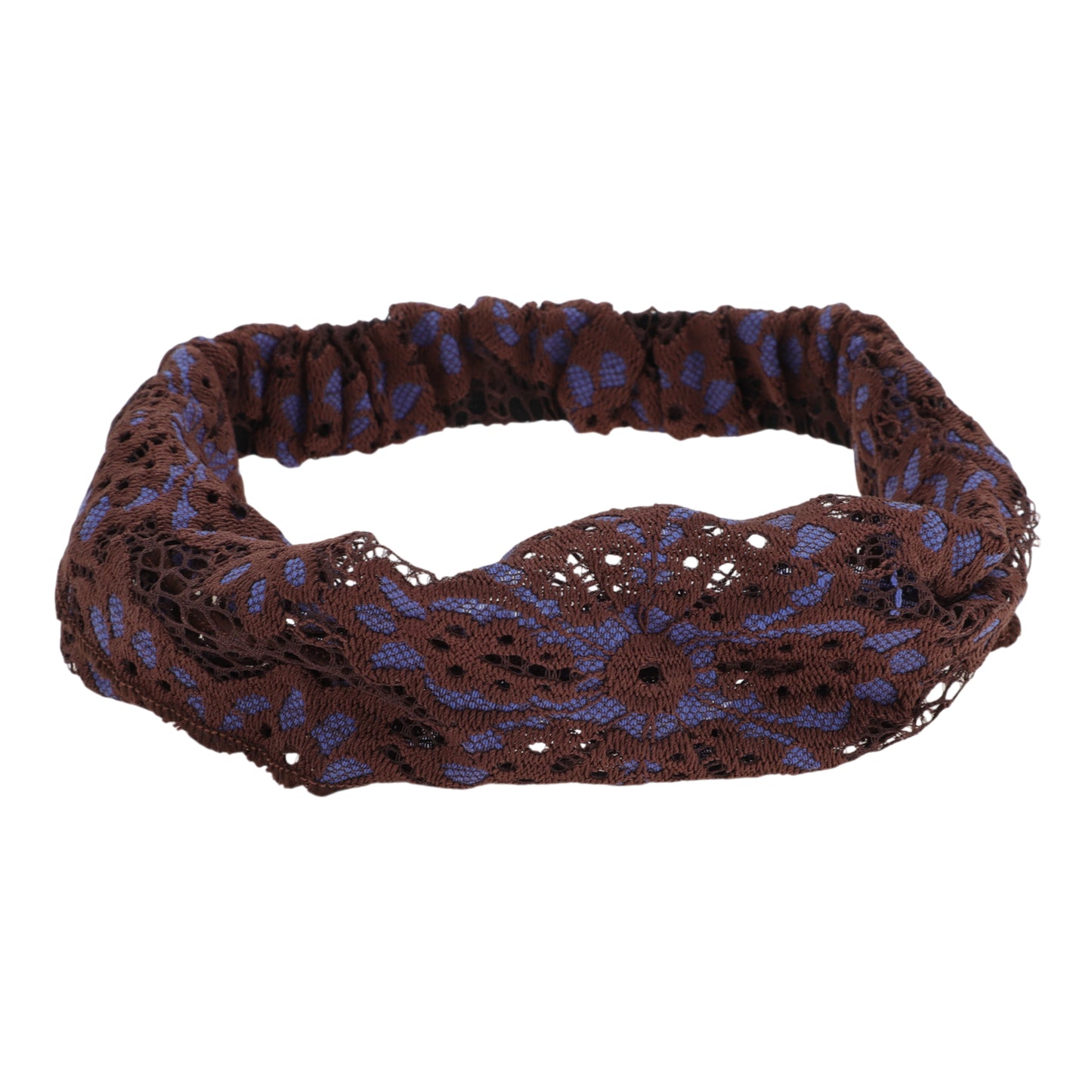 Diadema ancha de encaje fino con flores para mujer, color morado y café, 1 unidad