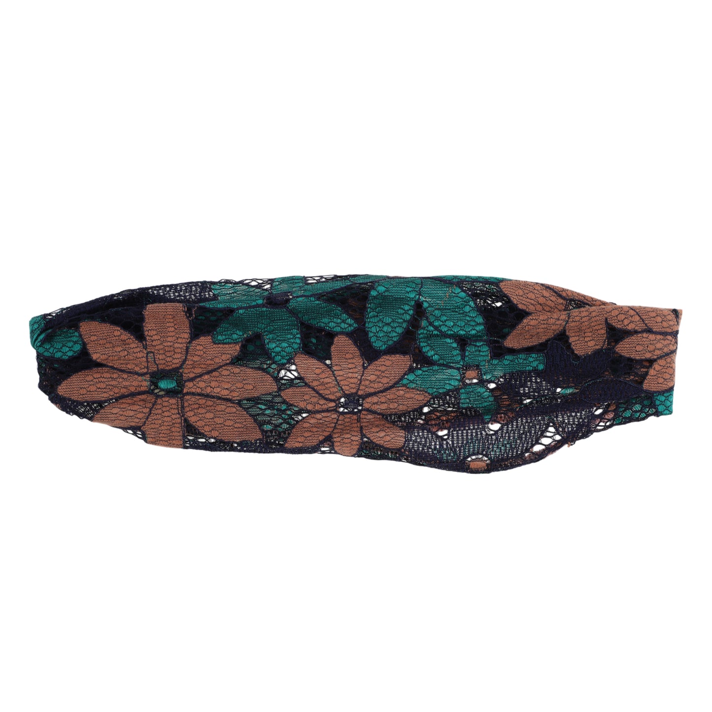 Diadema ancha de encaje con flores de ocho hojas para mujer, color azul y rosa, 1 unidad