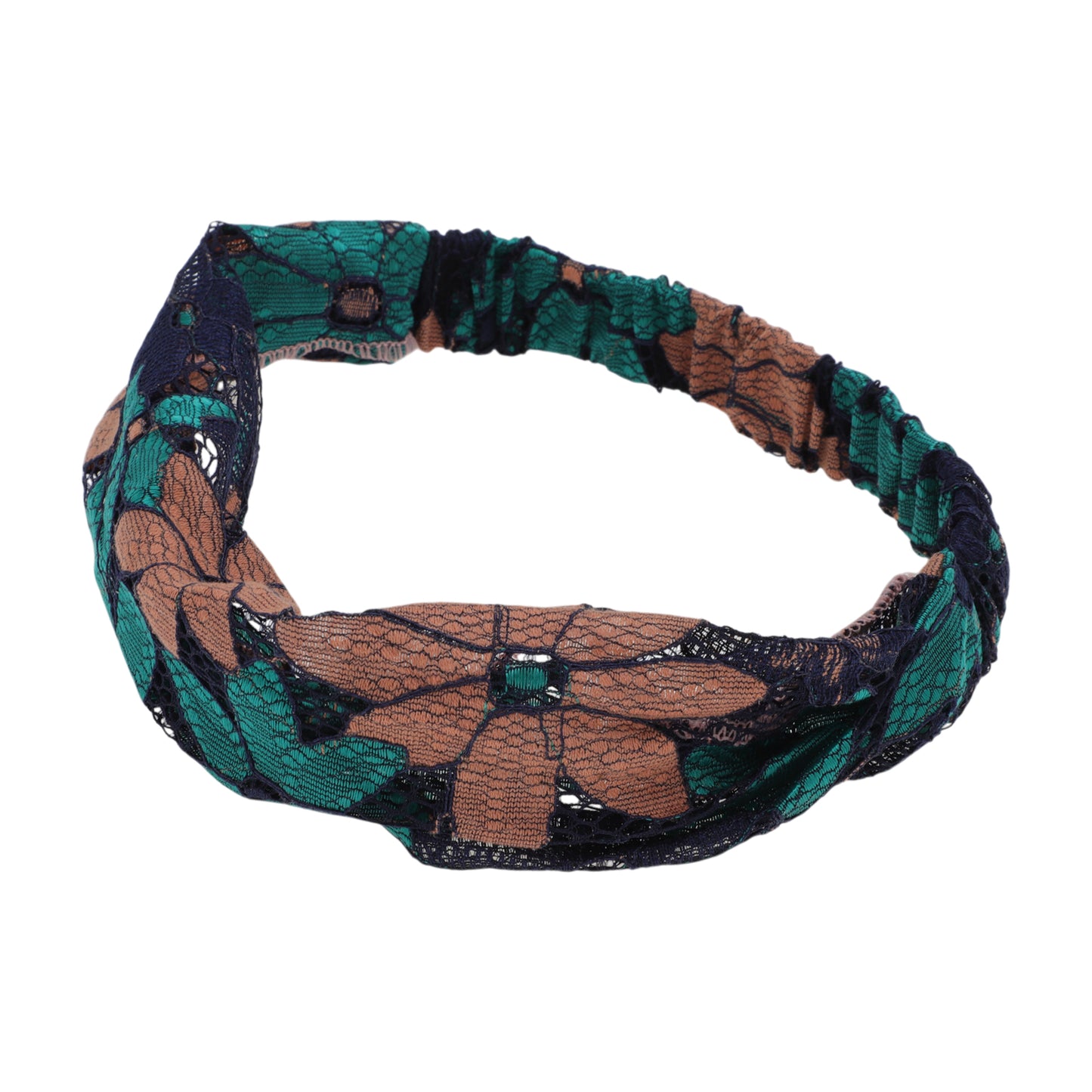 Diadema ancha de encaje con flores de ocho hojas para mujer, color azul y rosa, 1 unidad