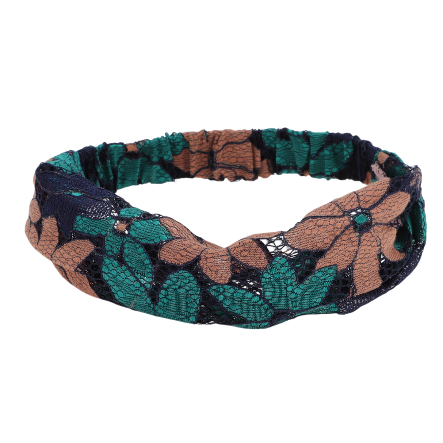 Diadema ancha de encaje con flores de ocho hojas para mujer, color azul y rosa, 1 unidad