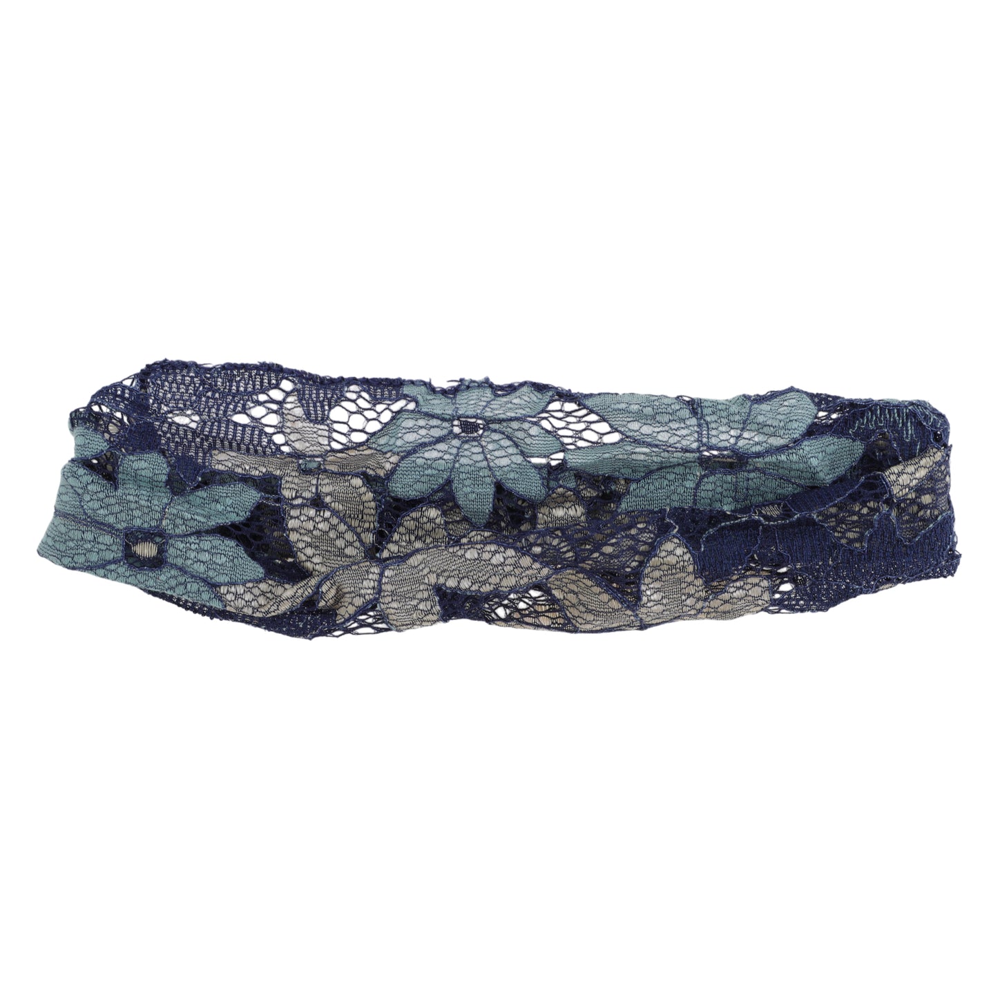 Diadema ancha de encaje con flores de ocho hojas para mujer, azul marino, 1 unidad