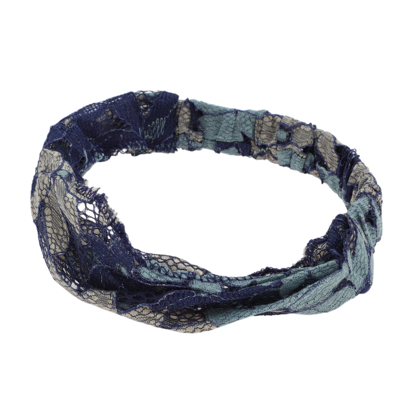 Diadema ancha de encaje con flores de ocho hojas para mujer, azul marino, 1 unidad