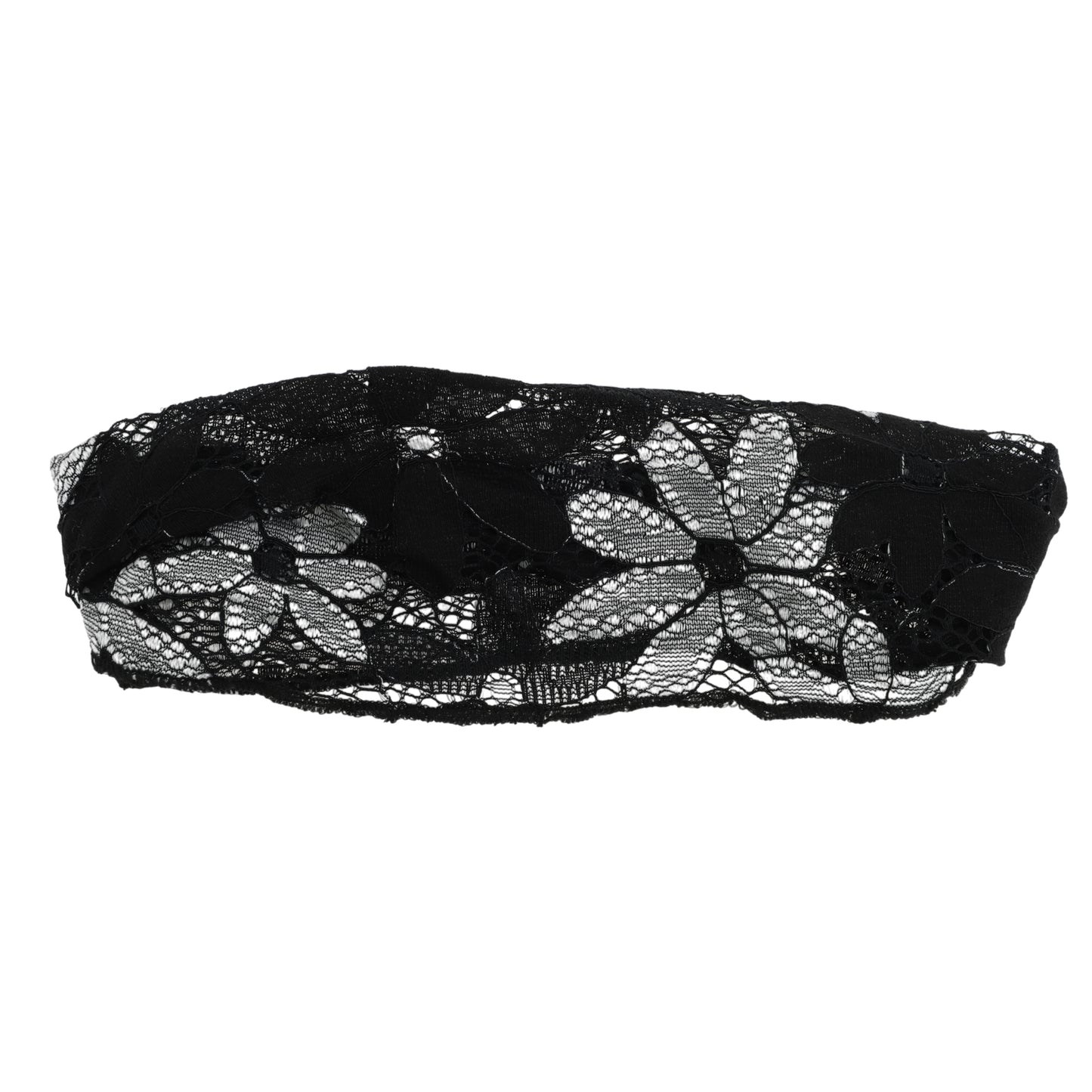 Diadema ancha de encaje con flores de ocho hojas para mujer, color negro, 1 unidad