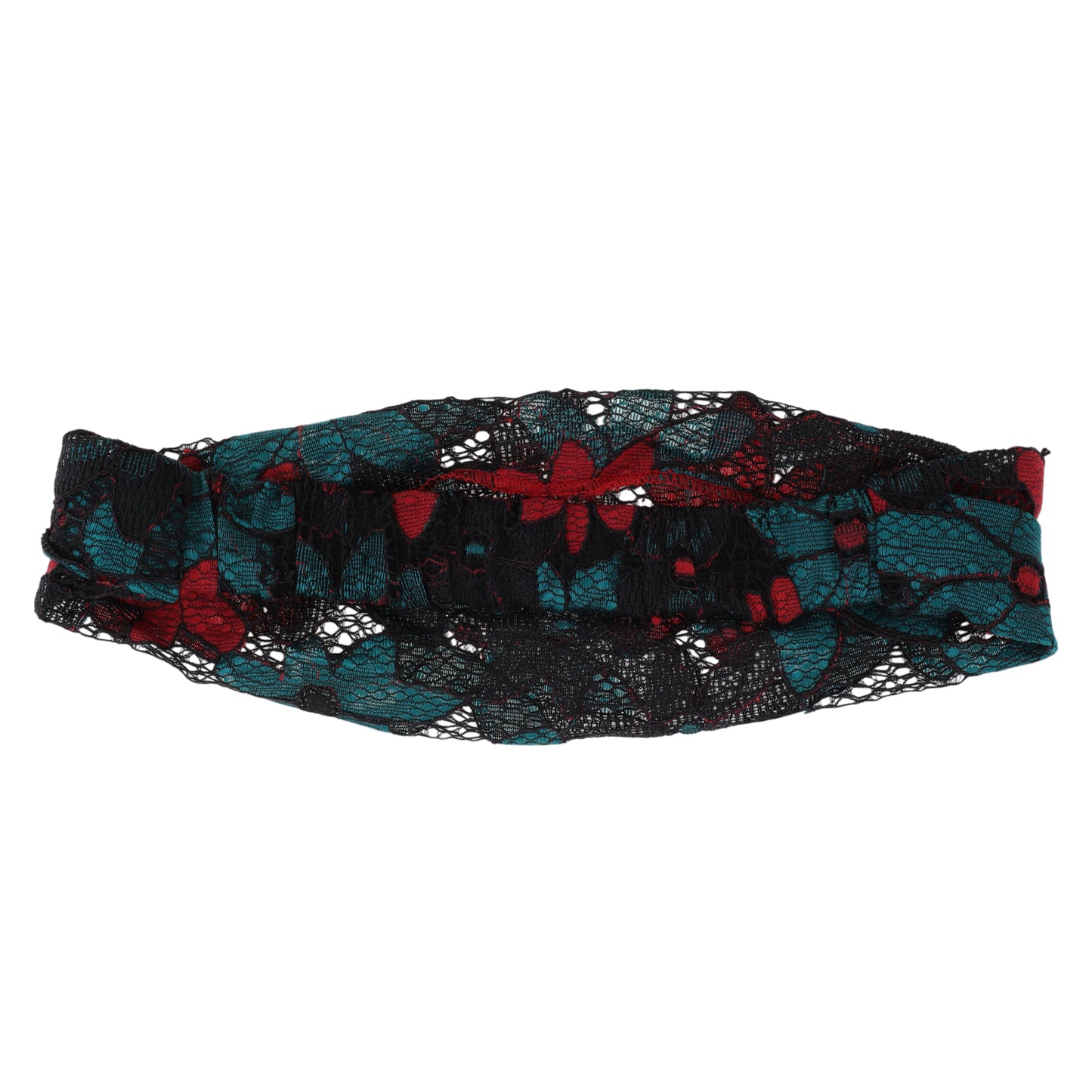 Diadema ancha de encaje con flores de ocho hojas para mujer, verde y rojo, 1 unidad