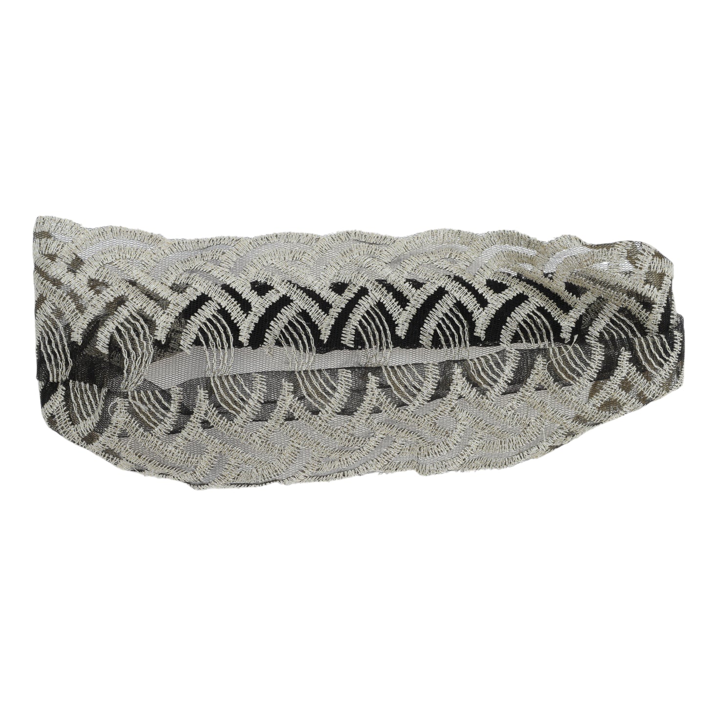 Diadema ancha de encaje con bordado de ondas para mujer, color negro y beige, 1 unidad