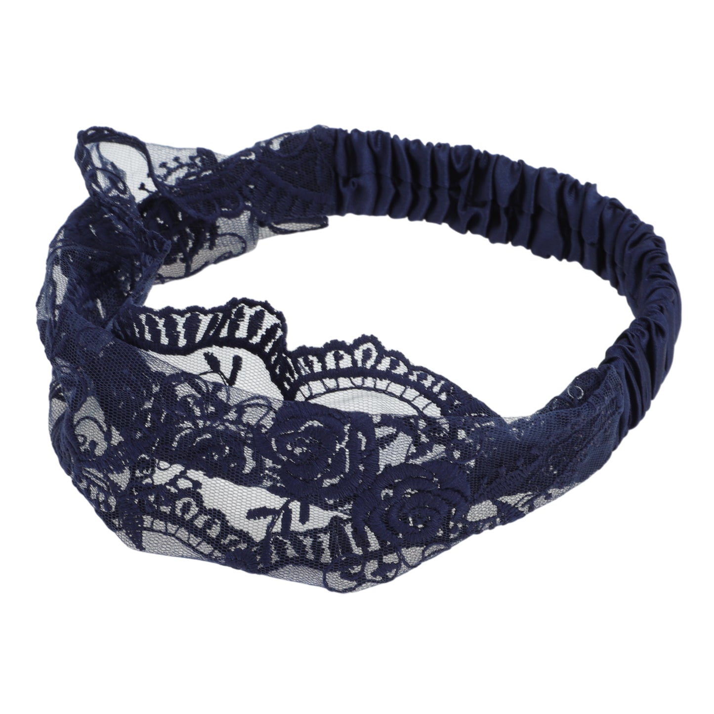 Diadema vintage de encaje rosa para mujer, azul marino, 1 pieza