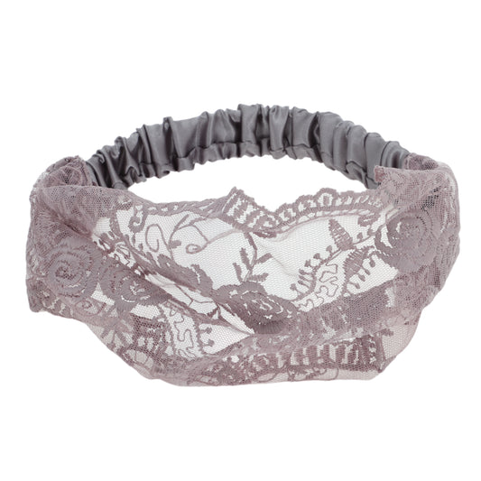 Diadema vintage de encaje rosa para mujer, color morado y gris, 1 unidad