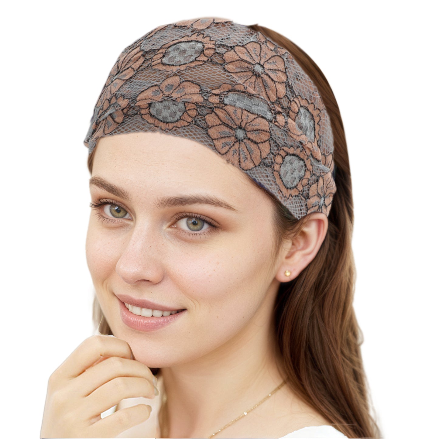 Diadema ancha de encaje ligero con diseño de girasol para mujer, color naranja y rosa, 1 unidad