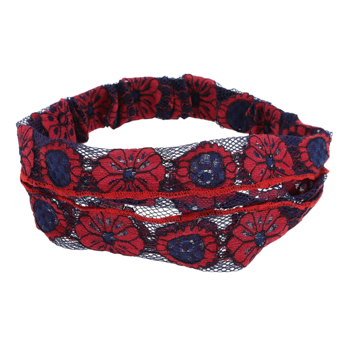 Diadema ancha de encaje ligero con diseño de girasol para mujer, color rojo vino, 1 unidad
