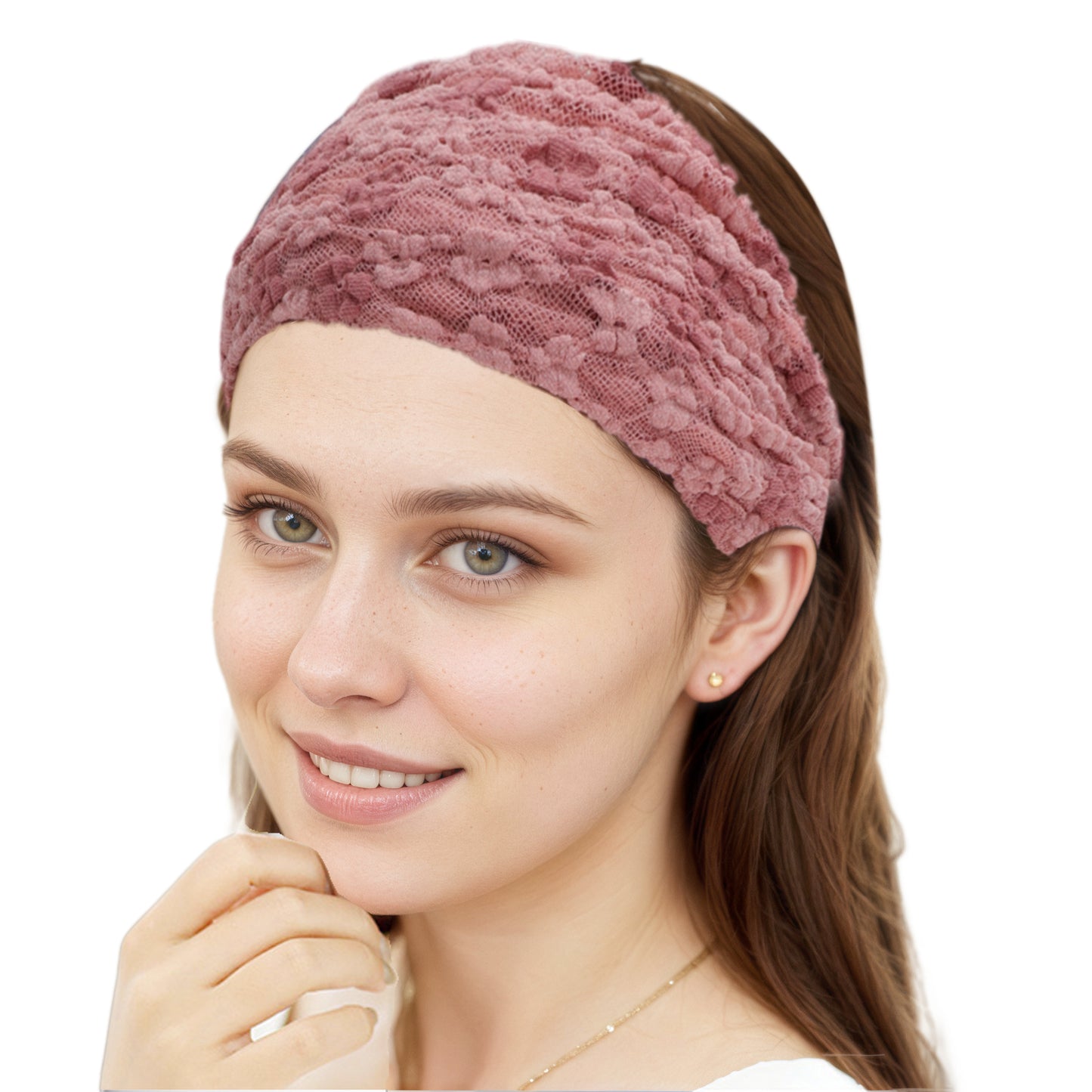 Diadema ancha de flores de doble cara para mujer, color rosa, 1 unidad