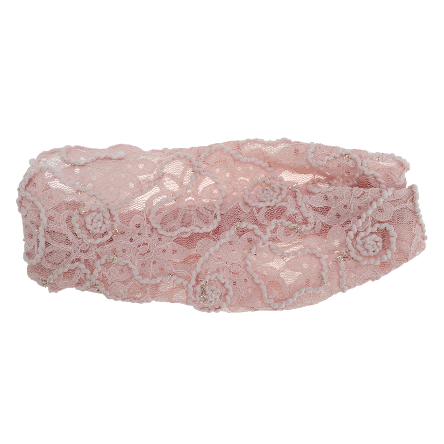 Diadema ancha de encaje de malla floral para mujer, color rosa, 1 unidad