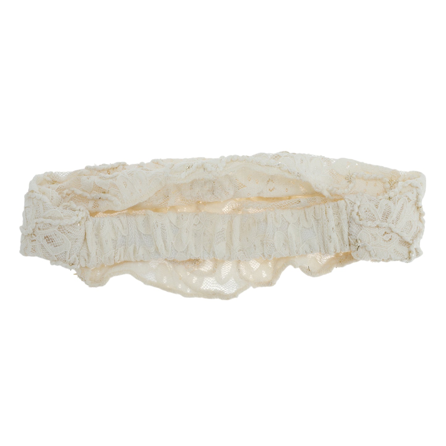 Diadema ancha de encaje de malla floral para mujer beige 1 pieza