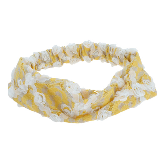 Diadema floral hueca para mujer, color amarillo, 1 unidad