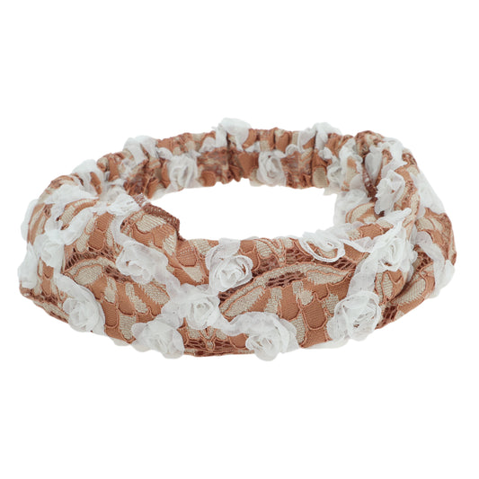 Diadema floral hueca para mujer, color café, 1 unidad