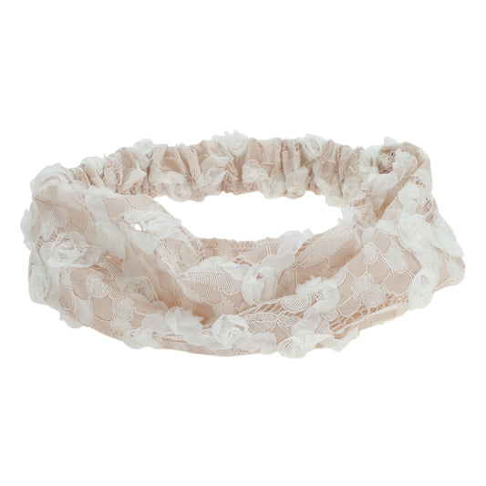Diadema floral hueca para mujer, color beige, 1 unidad