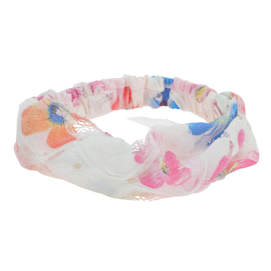 Diadema ancha de encaje floral para mujer, color rosa y rojo, 1 unidad