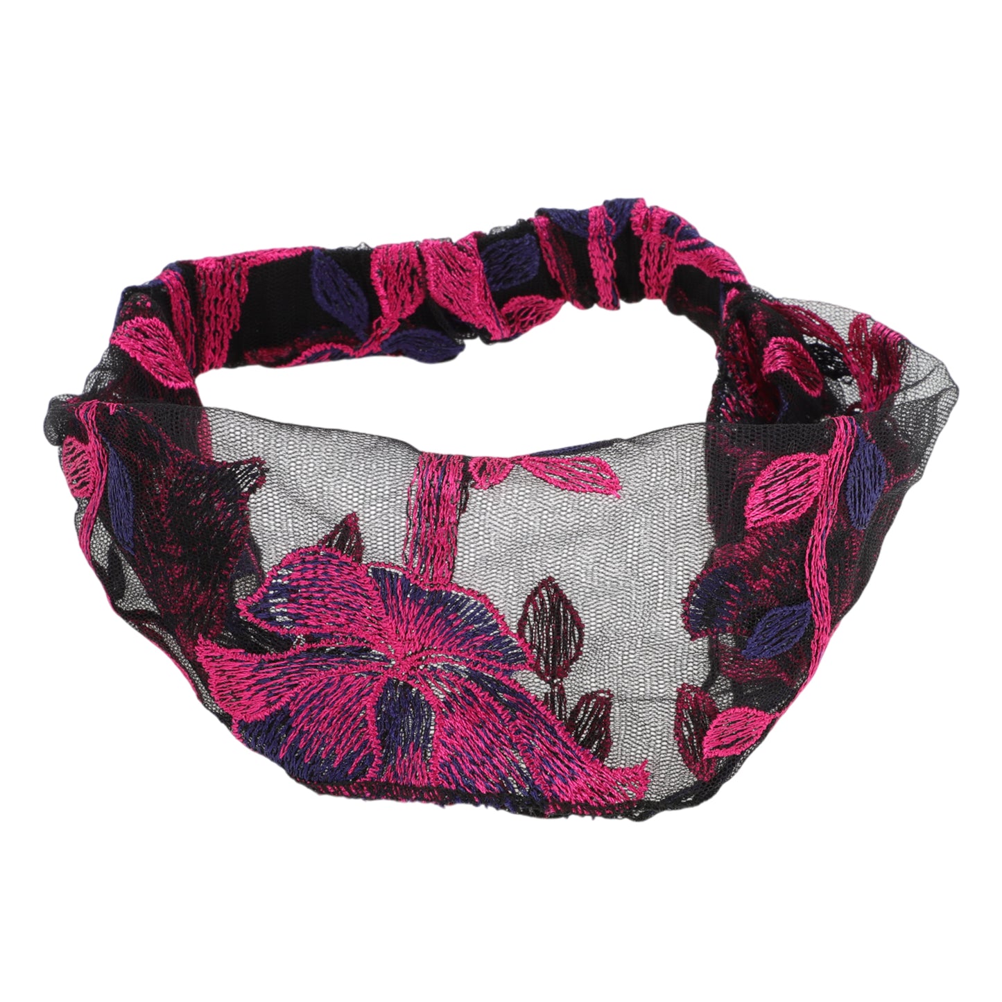 Flowers Lace Wide Headband for Women Retro Headband Rose Red 1 Pc