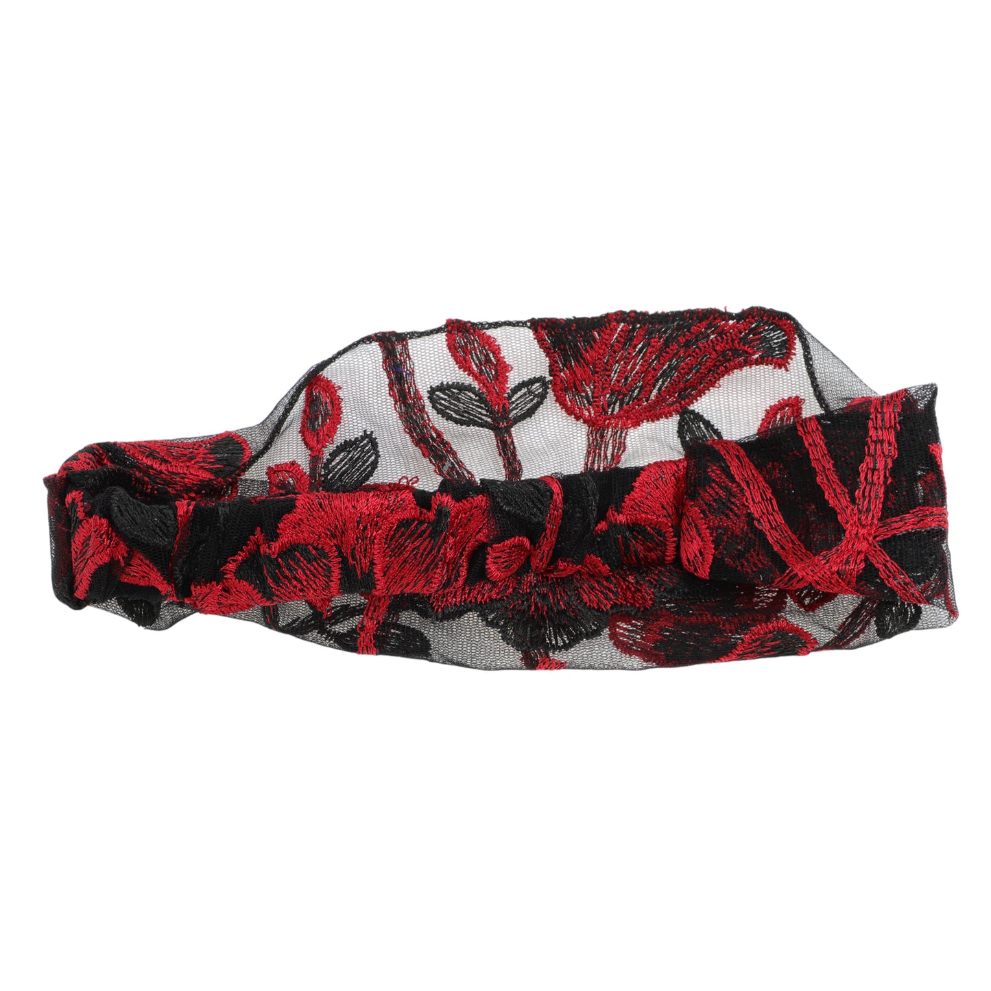 Flowers Lace Wide Headband for Women Retro Headband Red 1 Pc