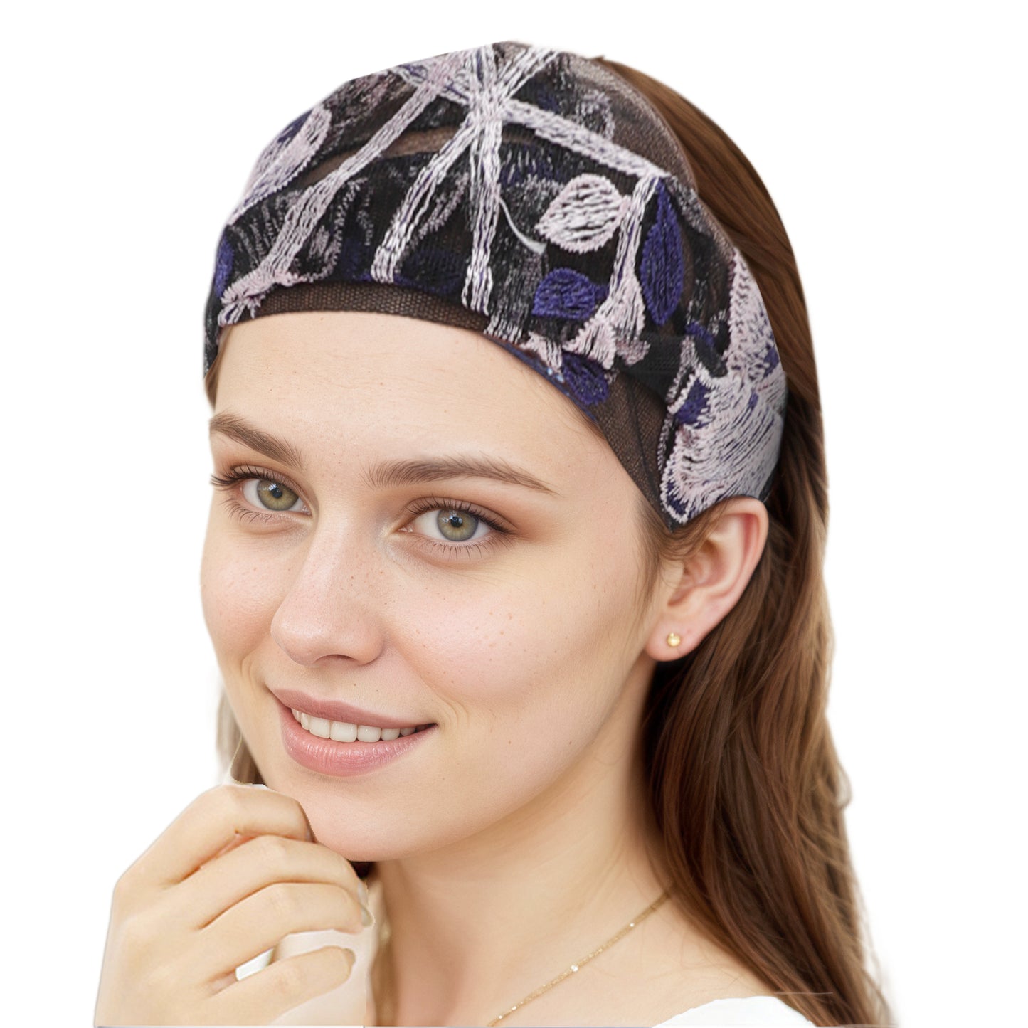 Flowers Lace Wide Headband for Women Retro Headband Purple 1 Pc