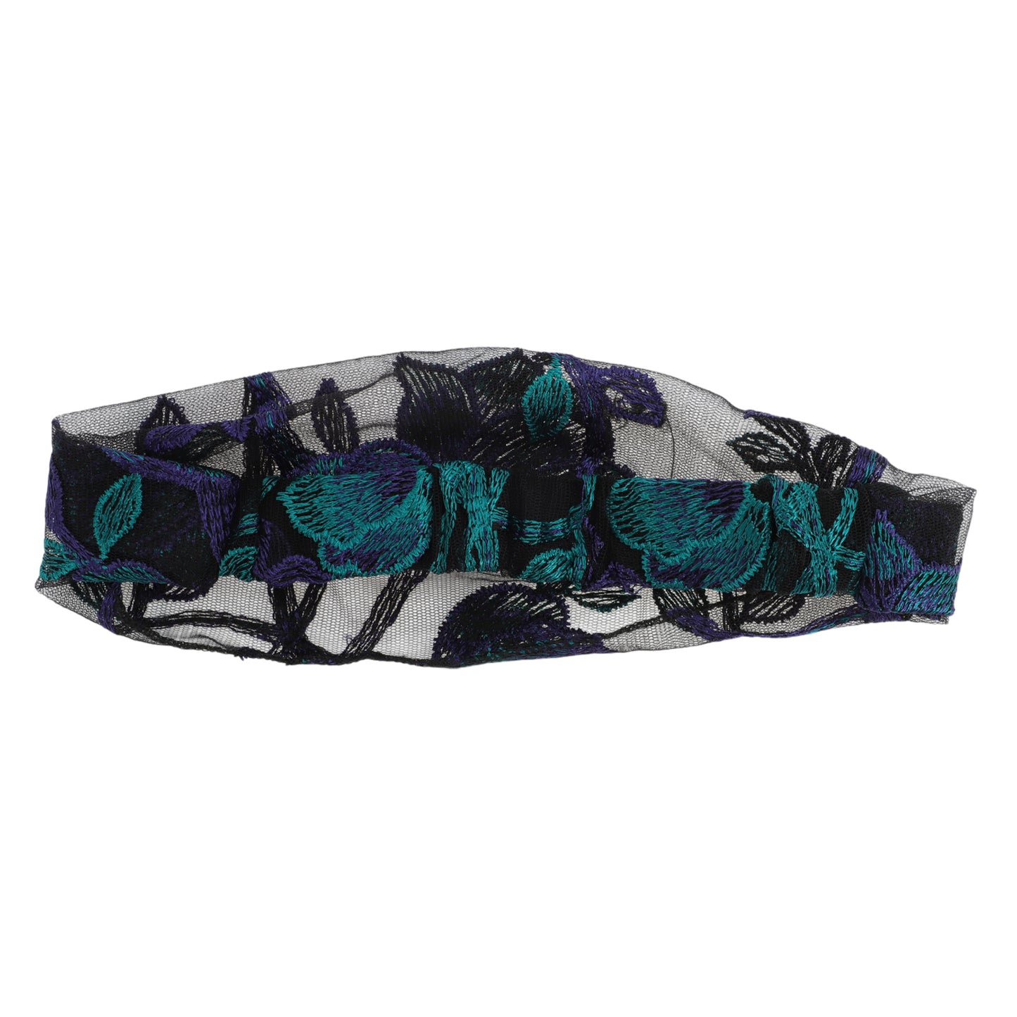 Flowers Lace Wide Headband for Women Retro Headband Blue 1 Pc