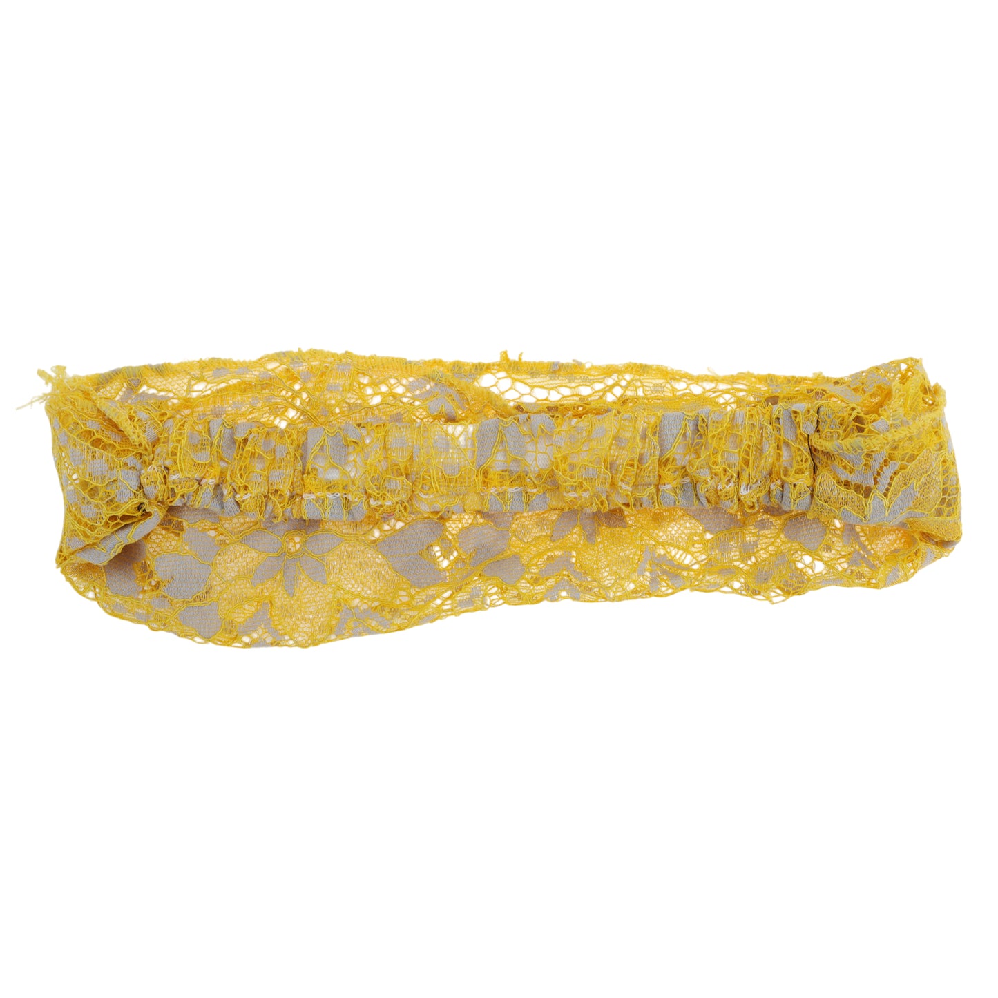 Flowers Stretch Lace Wide Headband for Women Yellow 1 Pc