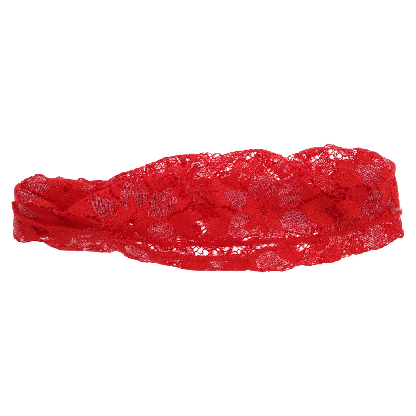 Flowers Stretch Lace Wide Headband for Women Red 1 Pc