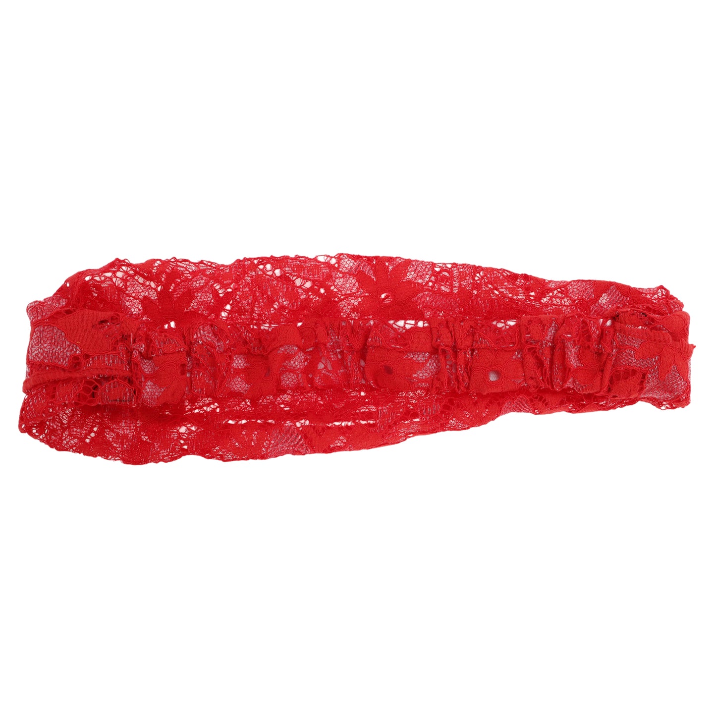 Flowers Stretch Lace Wide Headband for Women Red 1 Pc