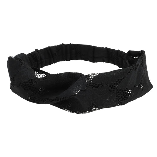 Leaf Lace Headband for Women Black 1 Pc