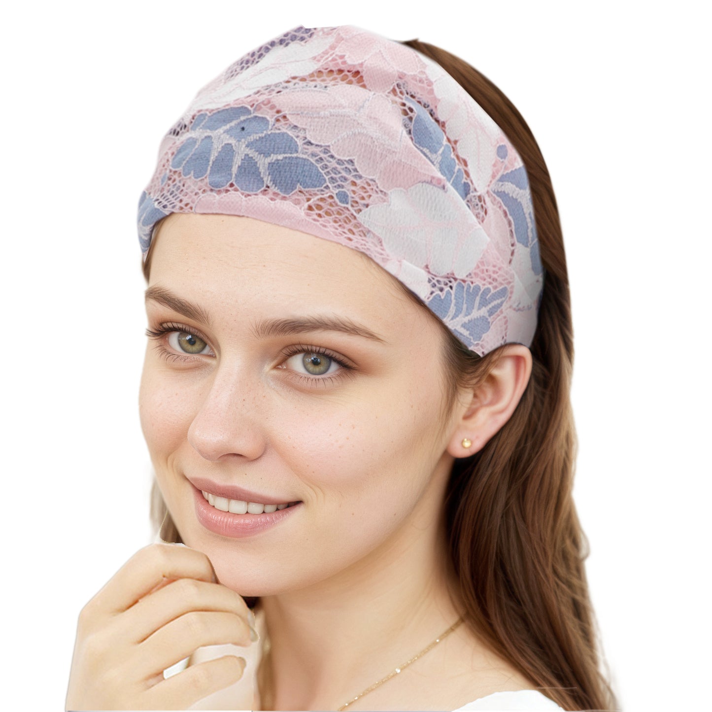 Leaf Lace Headband for Women Blue Pink 1 Pc