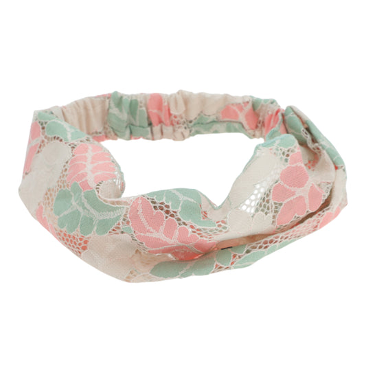Leaf Lace Headband for Women Green Pink 1 Pc