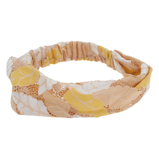 Leaf Lace Headband for Women Yellow 1 Pc
