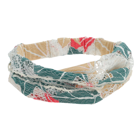 Maple Leaf Lace Wide Headband for Women Red Green 1 Pc