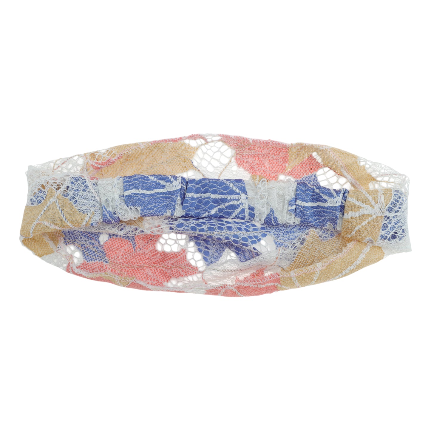 Maple Leaf Lace Wide Headband for Women Dark Blue Apricot 1 Pc