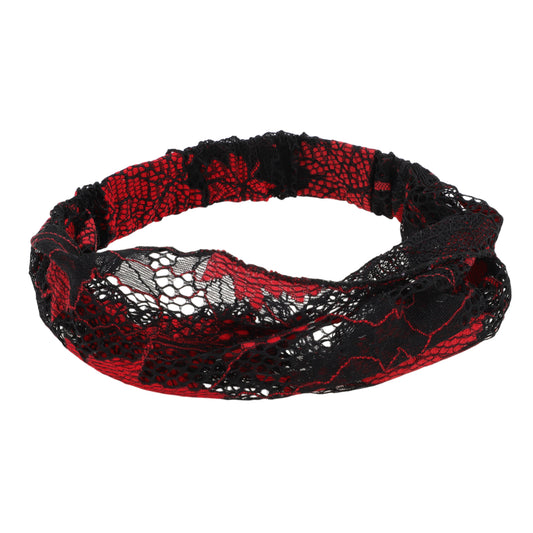 Breathable Maple Leaf Lace Headband for Women Black 1 Pc