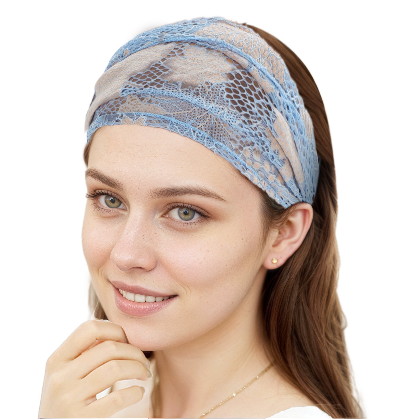 Breathable Maple Leaf Lace Headband for Women Sky Blue 1 Pc