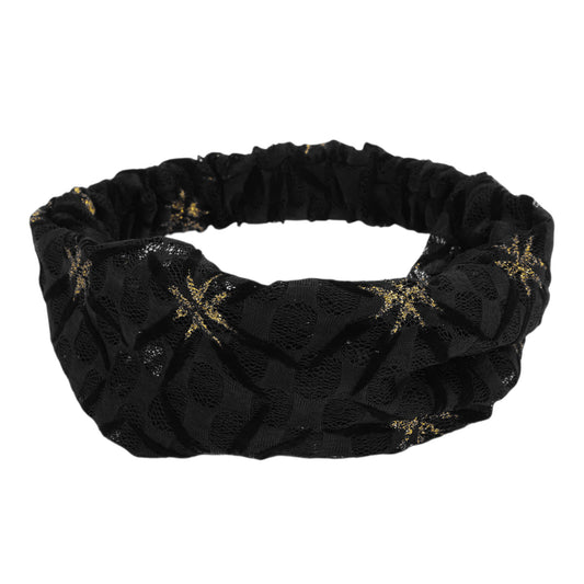 Shiny Pattern Mesh Breathable Wide Headband for Women Black 1 Pc
