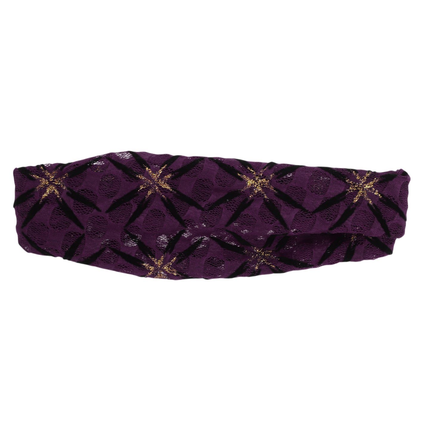 Shiny Pattern Mesh Breathable Wide Headband for Women Purple 1 Pc