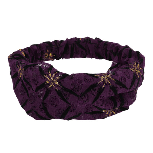 Shiny Pattern Mesh Breathable Wide Headband for Women Purple 1 Pc