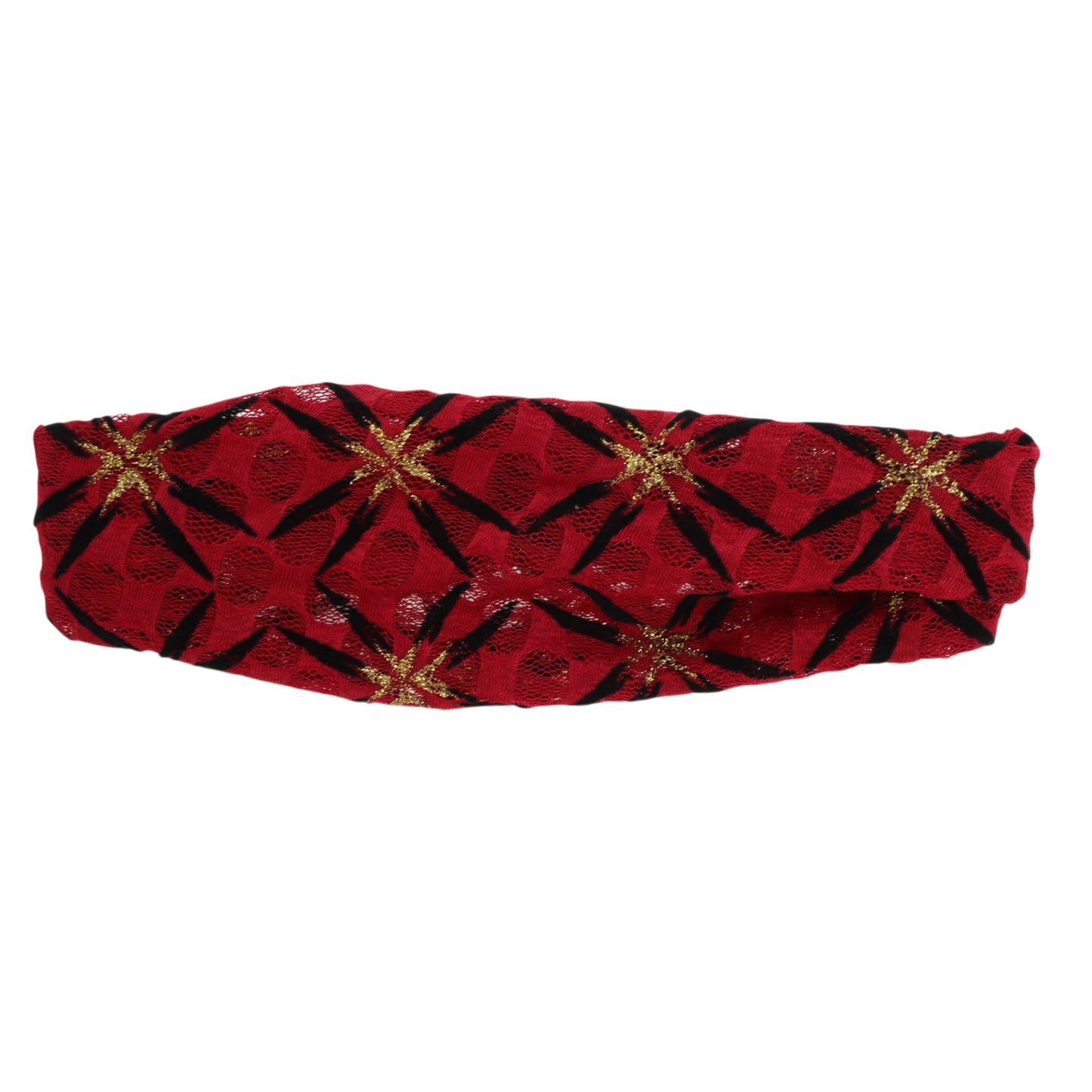 Shiny Pattern Mesh Breathable Wide Headband for Women Wine Red 1 Pc