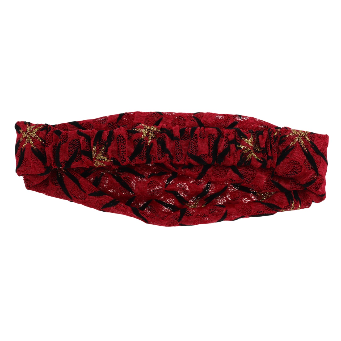 Shiny Pattern Mesh Breathable Wide Headband for Women Wine Red 1 Pc
