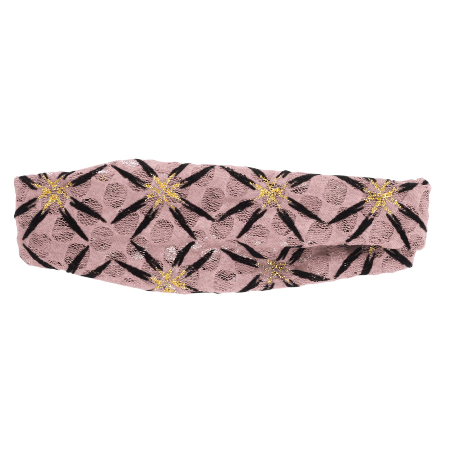 Shiny Pattern Mesh Breathable Wide Headband for Women Pink 1 Pc